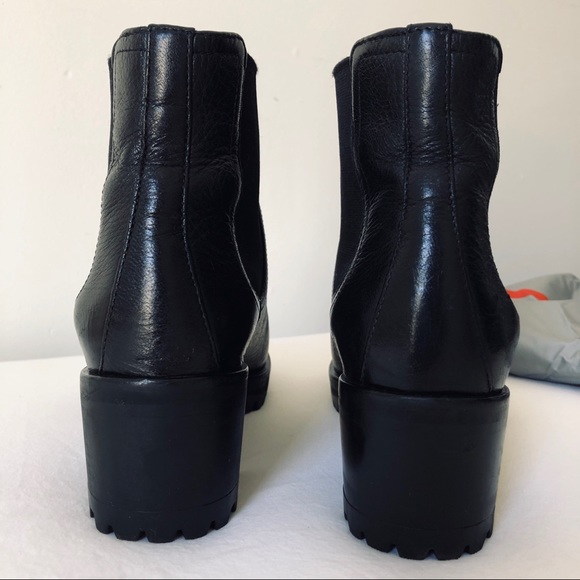 Prada Sz 8.5 Mid Heel Leather Chelsea Boots W/Box - Picture 6 of 8